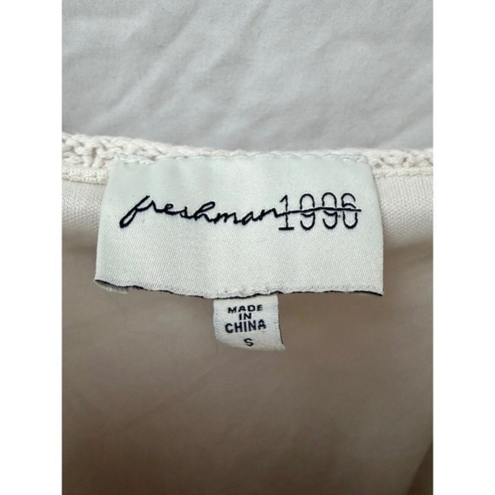 Freshman 1996 Ivory Crochet Knit Bodycon‎ Dress Adjustable Straps Small - Picture 5 of 5
